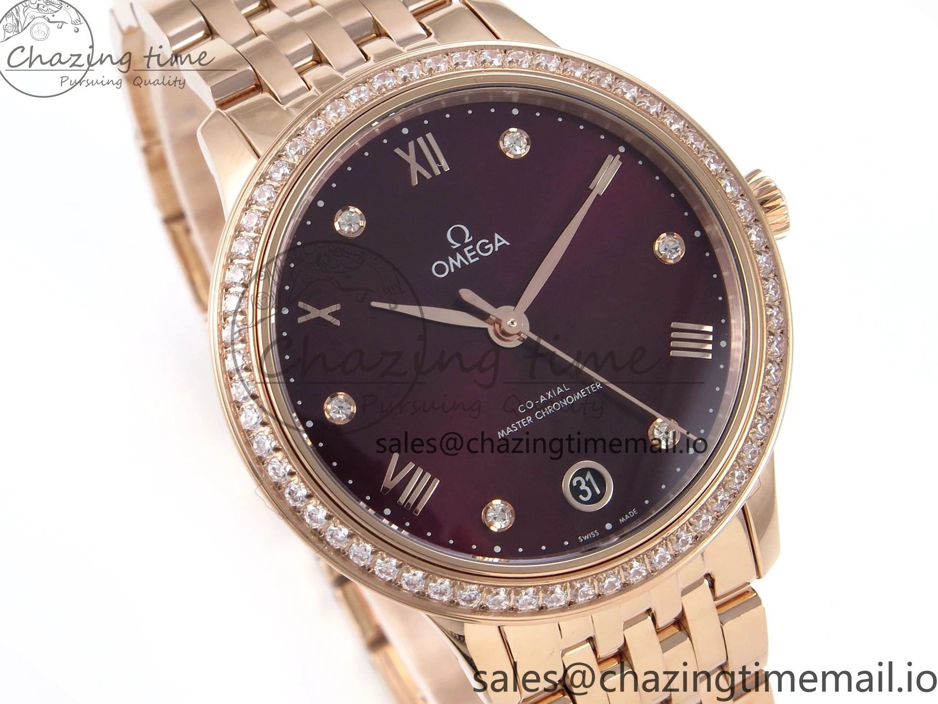 0102 De Ville Prestige Ladies RG VSF 1:1 Best Edition Brown Diamonds Dial on RG Bracelet A Sophisticated 7681